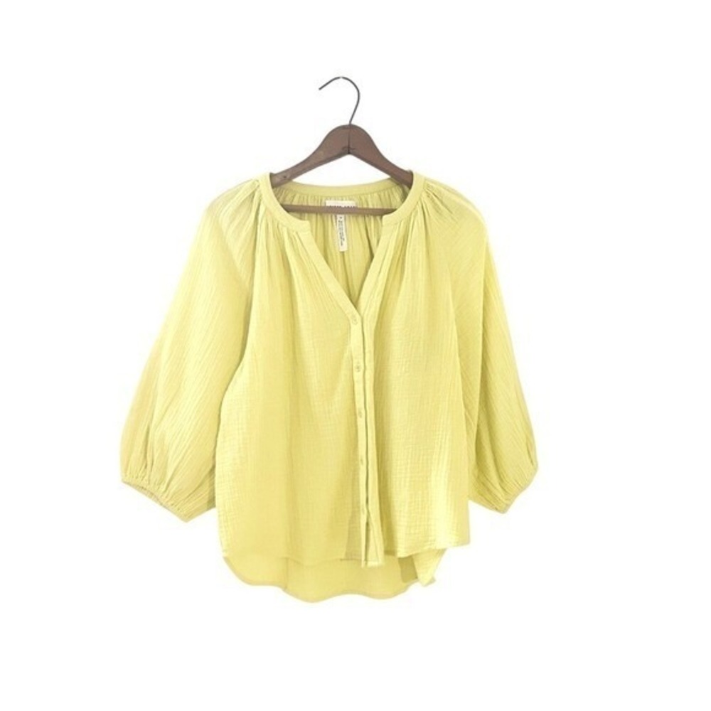 Apiece Apart Button Front Blouse Yellow Cotton Gauze S